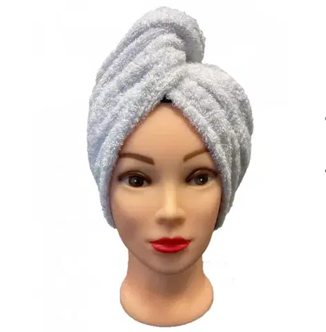 Uteráky Rýchloschnúci froté Turban na vlasy biely TiaHome