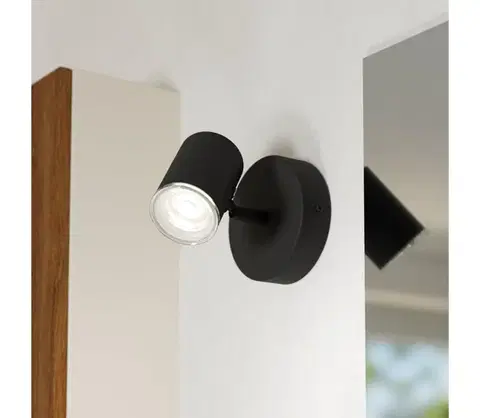 Svietidlá Eglo 901964 - Kúpeľňové nástenné bodové svietidlo CONSUMA 1x GU10/5W/230V IP44 čierna 901964