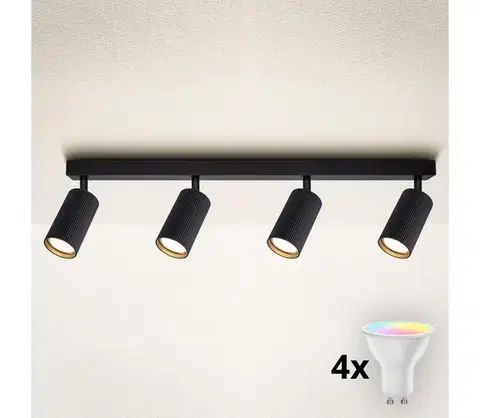 Svietidlá BRILAGI - LED RGBW stmievateľné bodové svietidlo SELE MODERN 4xGU10/4,8W/230V čierne BG2871+4xAI2382