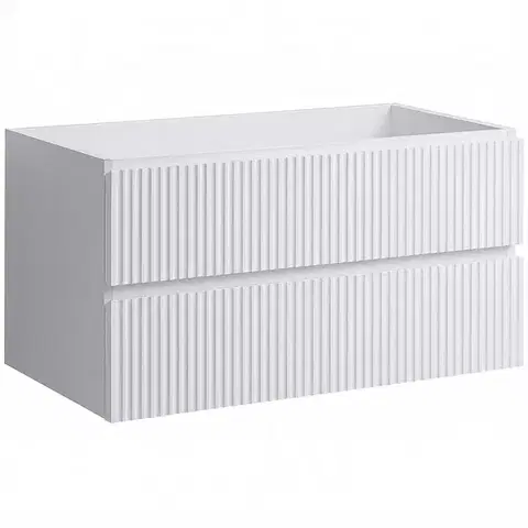 Kúpeľňový nábytok CERANO - Kúpeľňová skrinka pod umývadlo Carole - biela matná ryhovaná - 99x48x45 CER-674932