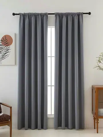 Závesy MKLozkoviny.sk Blackout závesy Ricardo sivé - 140 x 160 cm (2ks) - riasiaca stuha