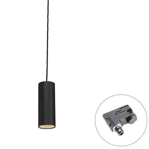 Koľajnicové svetelné systémy Dizajnová závesná lampa čierna vrátane 3-fázového koľajnicového adaptéra - 3-fázové Tubo