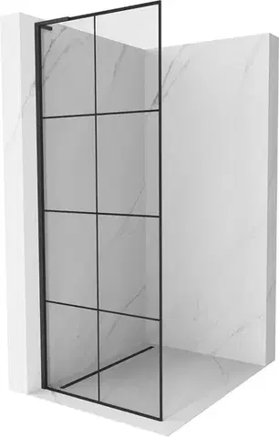 Sprchové dvere MEXEN/S - Kioto L Sprchová zástena WALK-IN 80 x 200, čierny vzor, čierna 800-080-103-70-77