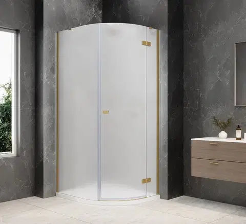 Sprchové dvere POLYSAN - GLOBE GOLD MATT štvrťkruhová sprchová zástena 800x1000, matné sklo, pravé GB2810MRG