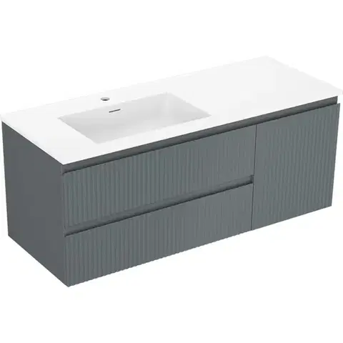 Kúpeľňový nábytok MEXEN/S - Rivel kúpeľňová skrinka 120 cm s umývadlom Otis ľavá, 2S, 1D, reliéf, grafit/biela mat 91A23-12047-3-BBFFF66-W18L01