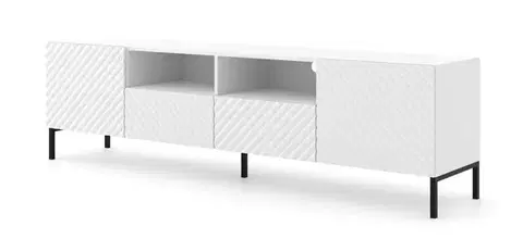 TV stolíky ArtBm Tv stolík SURF 200 | 2D2S Prevedenie: Biela mat / čierne nohy