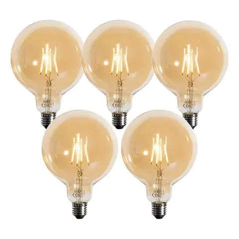 LED osvetlenie Sada 5 ks E27 3-stupňová stmievateľná LED lampa zlatá G125 4W 450lm 2700K