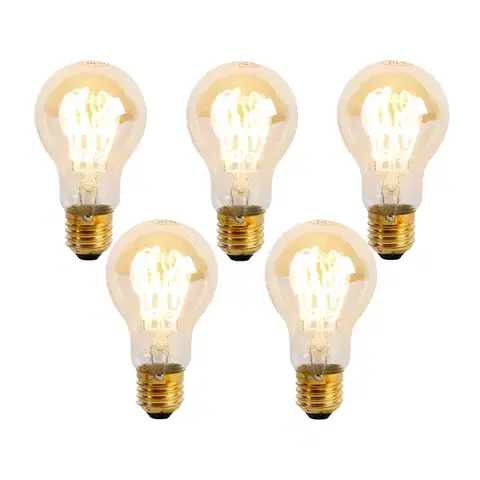 LED osvetlenie Sada 5 stmievateľných LED špirálových žiaroviek E27 A60 Goldline 4W 270 lm 2200K