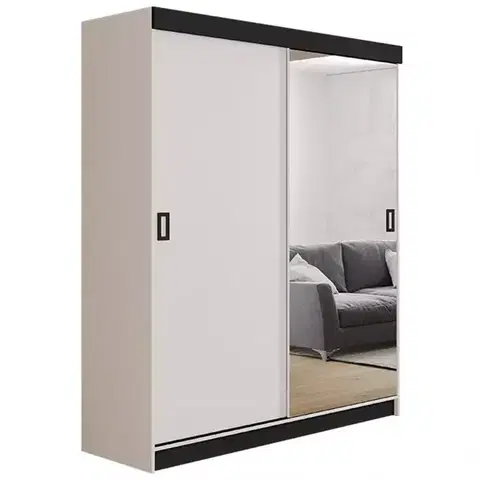 Spálňové šatníkové skrine Skriňa Retro 138 1L Biely / Dvierka biely