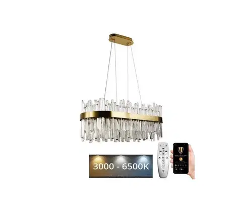 Svietidlá  LED Stmievateľný krištáľový luster na lanku LED/90W/230V + diaľkové ovládanie J6334/C