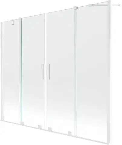 Sprchové dvere MEXEN/S - Velar Duo Dvojkrídlová posuvná vaňová zástena 180 x 150, transparent, biela 896-180-000-02-20