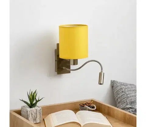 Svietidlá BRILAGI-LED Flexibilná nástenná lampa NUBILA 1xE27/25W/230V + LED/3W mosadz/žltá BG1557+BG2452