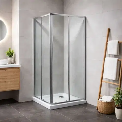 Kúpeľňové batérie OLSEN SPA - VÝHODNÝ SET - ŠTVOREC SMART RANDA s vaničkou - Farba rámu zásteny - Hliník chróm, Rozmer A - 90 cm, Rozmer B - 90 cm, Smer zatváranie - Univerzálny Ľavé / Pravé, Výplň - Grape bezpečnostné sklo - 4/6 mm OLCTVER90CG1