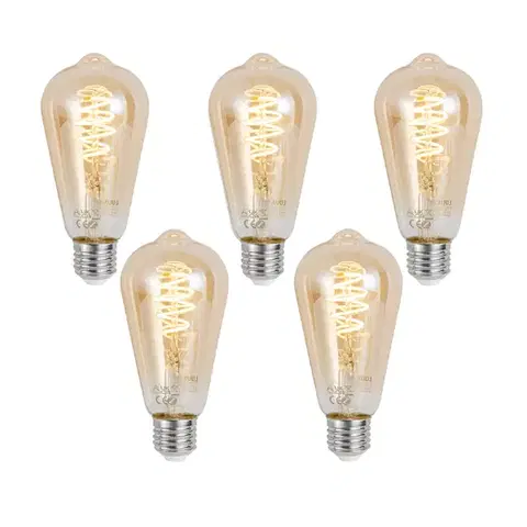 LED osvetlenie Sada 5 inteligentných stmievateľných LED žiaroviek E27 ST64 Amber 4,9 W 320 lm 2500 K Zigbee