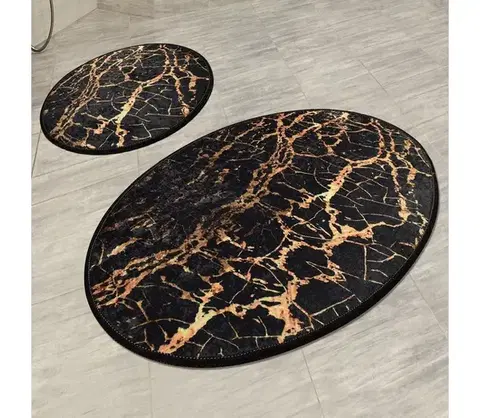 Svietidlá  SADA 2x Kúpeľňová predložka GOLDES 60/100 cm čierna/zlatá 359CHL2402