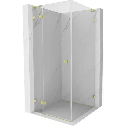 Sprchovacie kúty MEXEN/S - Lunar L sprchový kút dvere krídlové ľavá 70 x 70, transparent, zlato kefovaná 834L-070-070-55-00-L