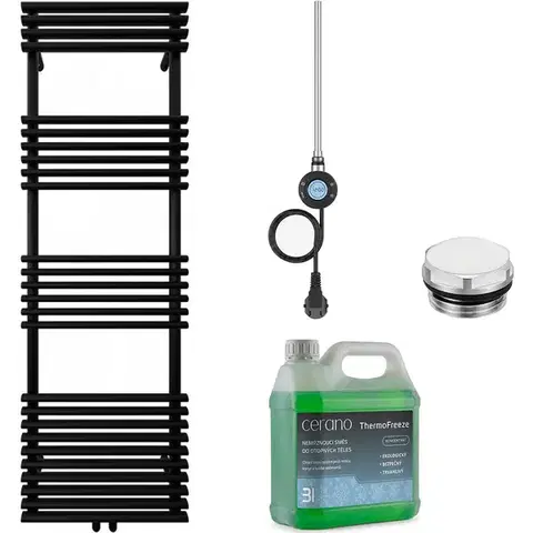 Doplnky do kúpeľne CERANO - Kúpeľňový elektrický radiátorový set Luigi - WIFI - 600W - čierna matná - 1600x500 mm CER-978847