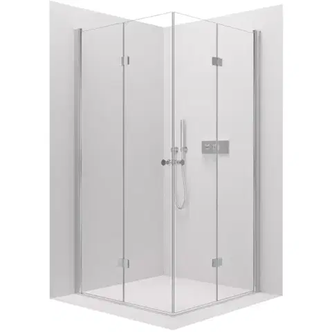 Sprchovacie kúty CERANO - Sprchovací kút Volpe Duo Ľ/P - 6 mm - chróm, transparentné sklo - 100x80x190 - zalamovacie CER-480196