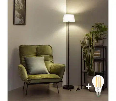 Lampy BRILAGI - LED stojacia lampa CERIA 1xE27/40W/230V pr. 30 cm biela/čierna SA2187+EG781035