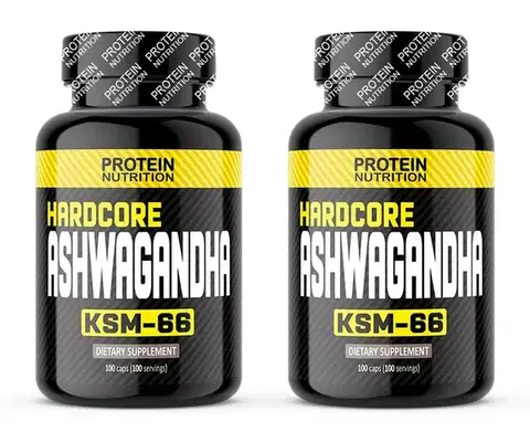 Anabolizéry a NO doplnky 1+1 Zadarmo: Hardcore Ashwagandha - Protein Nutrition 100 kaps. + 100 kaps.