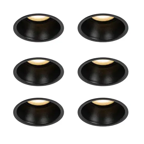 Zapustené svietidlá Sada 6 vstavaných bodových svetiel čiernych GU10 50 mm IP44 - Dept