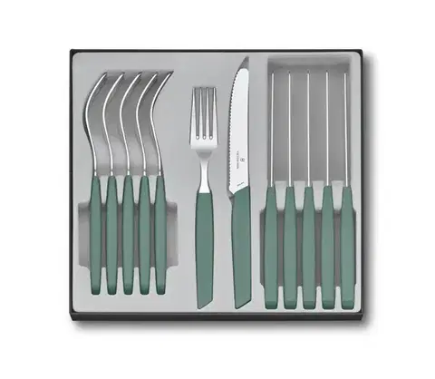 Nože Victorinox - 12-dielna sada príborov SWISS MODERN, tyrkysová 6.9096.11W43.12