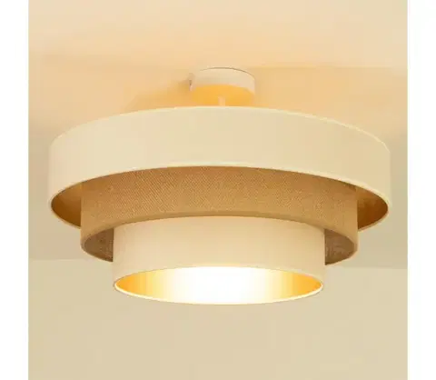 Svietidlá  Prisadený luster WENTA 1×E27/60W/230V, priemer 50 cm, béžový/juta H0721