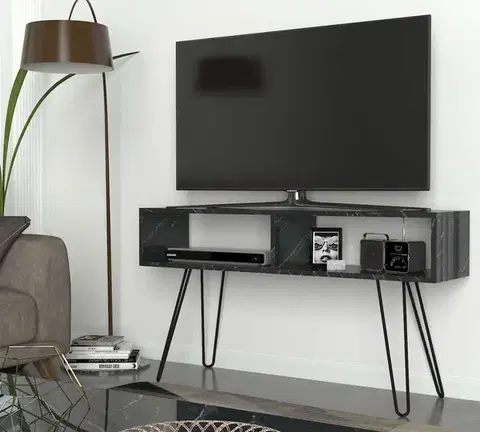 TV stolíky ALINA úzky TV stolík, čierny mramor