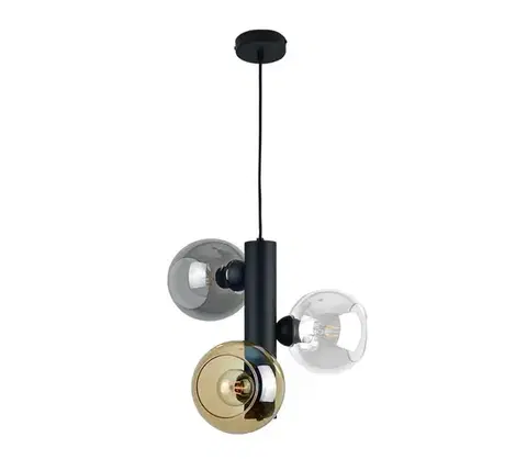 Svietidlá Keter Lighting Luster na lanku TUBE 3xE27/60W/230V čierna/dymová čierna/dymová béžová/číra 1937