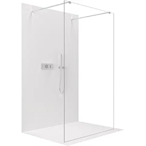 Sprchové dvere CERANO - Sprchová zástena Walk-in Onyx Duo Ľ/P - 8 mm - hranatá vzpera - chróm, transparentné sklo - 90x200 CER-8050BD2044