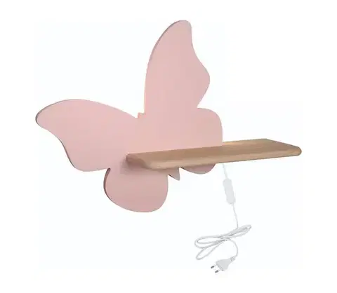 Svietidlá  LED Detské nástenné svietidlo s poličkou BUTTERFLY LED/5W/230V ružová/drevo 21-85177