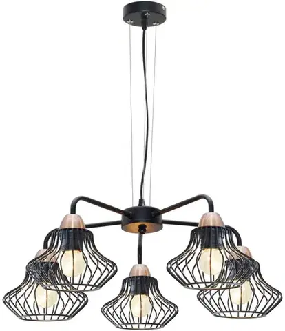Stropná svetla Závesná stropná lampa 5x60W E27 čierna Alen