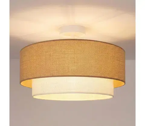 Svietidlá BRILAGI - Prisadený LED luster BOHO ECO 1xE27/10W/230V pr. 40 cm béžová/krémová 8590828052449