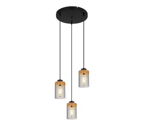 Svietidlá Globo 15557-3H - Luster na lanku FINCA 3xE27/40W/230V kov/drevo 15557-3H