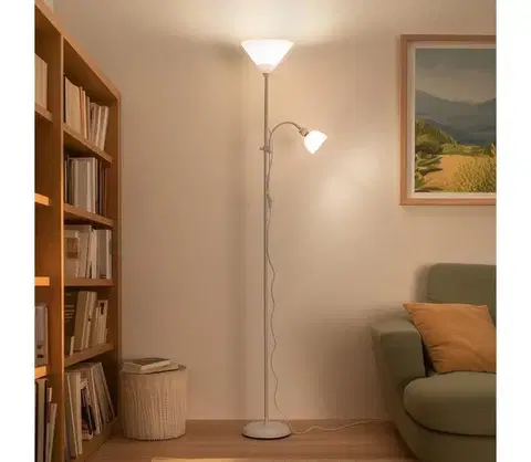 Lampy BRILAGI - Stojacia lampa ARIANA 1xE27/100W/230V + 1xE14/25W biela 63050