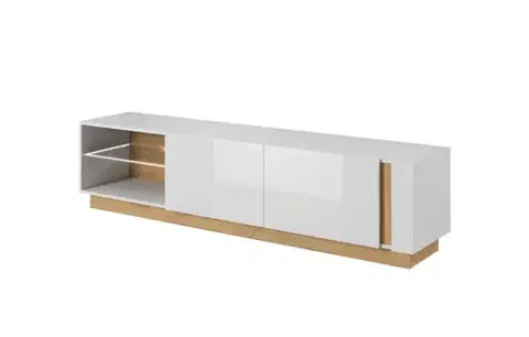 TV stolíky ArtLas TV stolík ARTENS 187 s LED | dub grandson/biely lesk