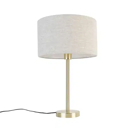 Stolné lampy Klasická stolová lampa mosadzná so svetlosivým tienidlom 35 cm - Simplo