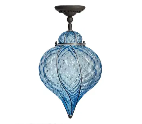Svietidlá SIRU - Prisadený luster GOCCIA 1xE27/60W/230V pr. 25 cm modrá/hnedá benátske sklo MC111-035AMB