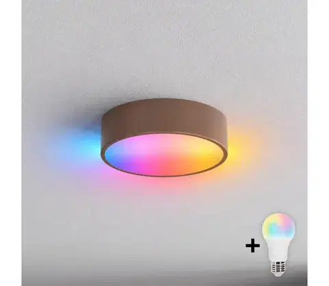 Svietidlá BRILAGI - LED RGBW Stropné svietidlo CLARE 1xE27/12W/230V pr. 20 cm hnedá BG5226+AI0579