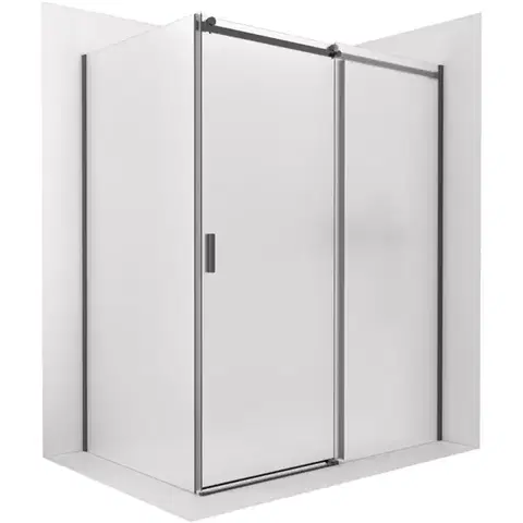 Sprchovacie kúty CERANO - Sprchovací kút Santoro - pravá - 6 mm - čierna matná, mliečne sklo - 100x100 - posuvný CER-665740