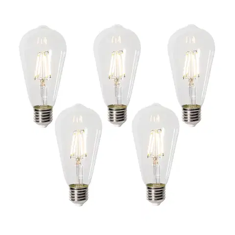 LED osvetlenie Sada 5 stmievateľných LED žiaroviek E27 ST64 číra 5W 600 lm 2700K