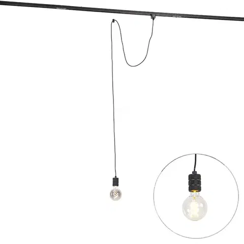 Koľajnicové svetelné systémy Závesná lampa čierna pre 1-fázový koľajnicový systém - Iconic Cavalux