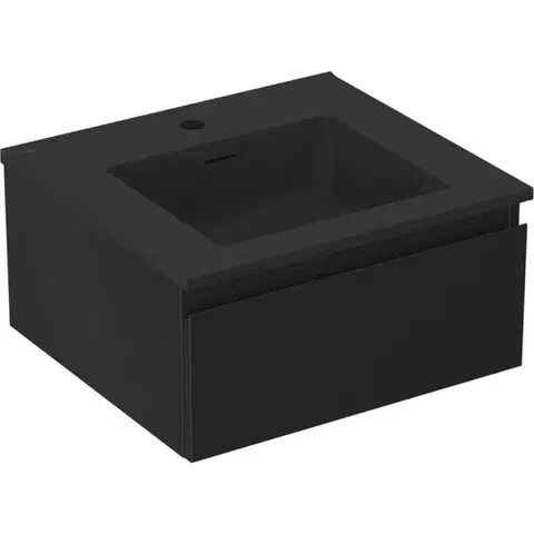 Kúpeľňový nábytok MEXEN/S - Orio kúpeľňová skrinka 50 cm s umývadlom Otis, 1 šuplík, čierna mat 91A10-05023-1-BF71-W18M71
