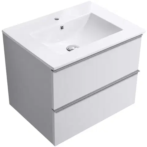 Kúpeľňový nábytok CERANO - Kúpeľňová skrinka Velora - biela matná, úchytka chróm + keramické umývadlo Todo - 71x55x46,5 CER-664870