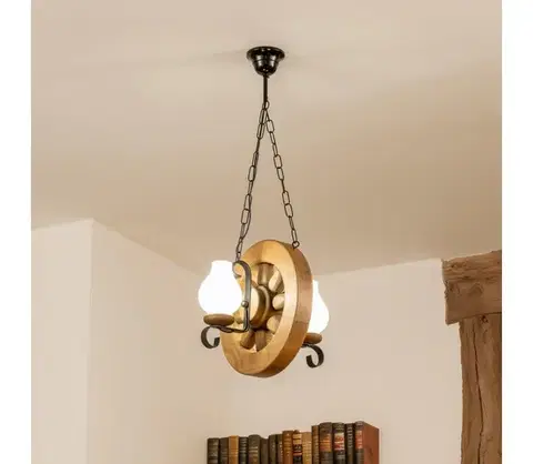 Svietidlá BRILAGI - Luster na reťazi ROATA 2xE14/40W/230V buk EX-01063
