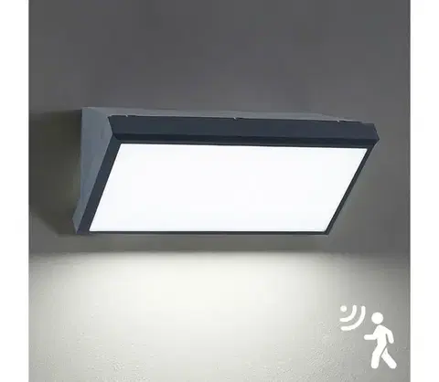 Záhradné lampy BRILAGI - LED vonkajšie nástenné svietidlo so senzorom TRIANGLE LED/20W/230V antracit BRI069
