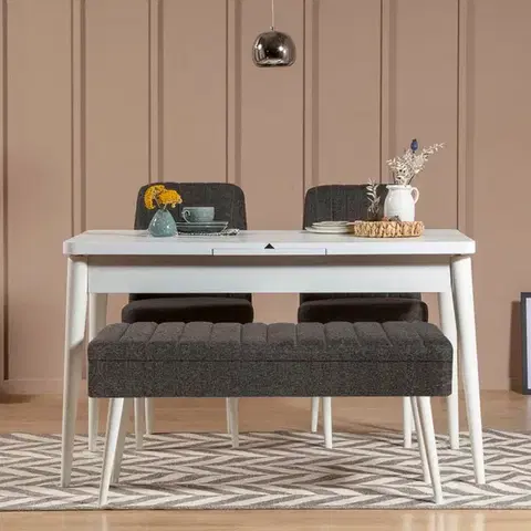 Jedálenské sety Jedálenský set s rozkladacím stolom a stoličkami (4 kusy) Vina 1053 - 3 - Anthracite, White