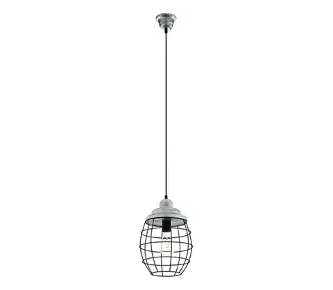 Svietidlá Eglo 79435 - Závesné svietidlo BAMPTON na lanku 1xE27/60W/230V šedá/čierna 79435