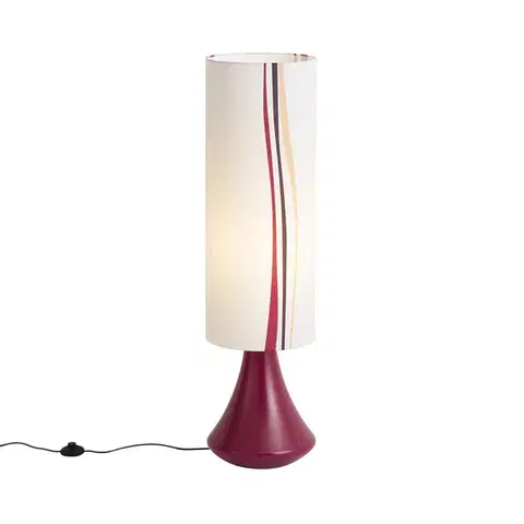 Stojace lampy Retro stojaca lampa fialová s viacfarebným látkovým tienidlom - Mina