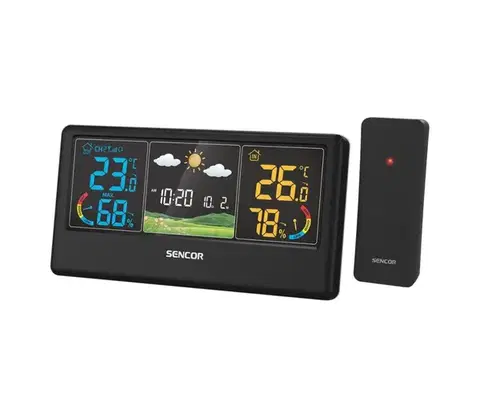 Meteostanice, teplomery a vlhkomery Sencor - Meteostanica s farebným LCD displejom, napájanie 3xAAA + 2xAA, čierna 52000064